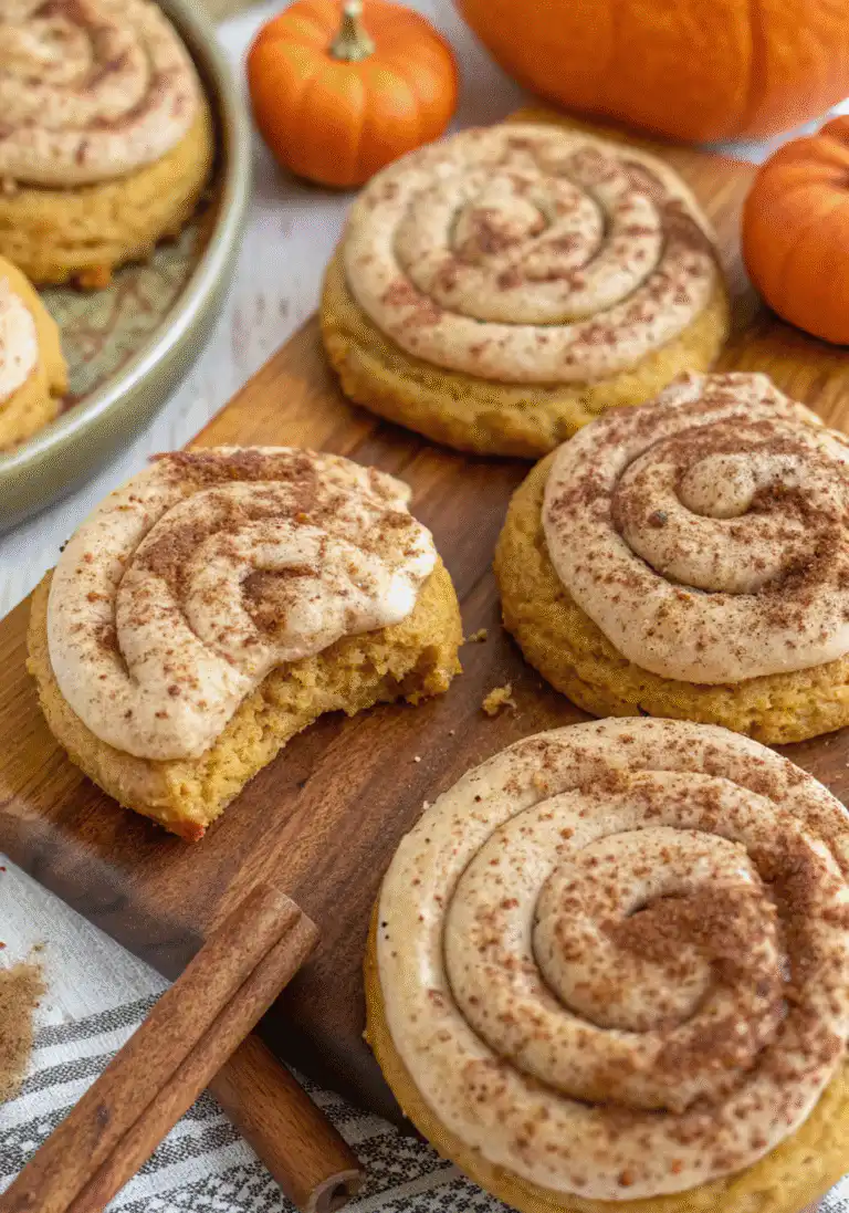 Soft Pumpkin Cookies with Cinnamon Frosting