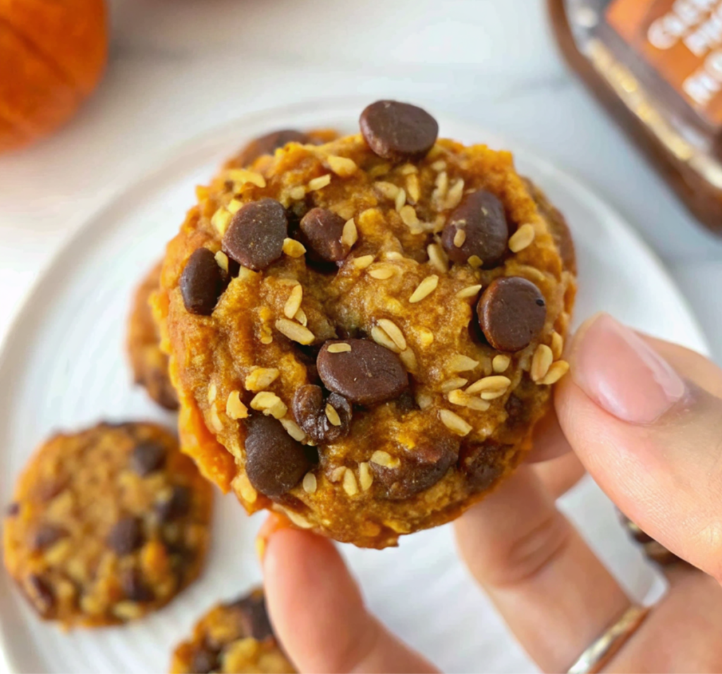 Best gluten-free pumpkin oatmeal cookies on a rustic wooden table for fall.