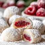 Raspberry Filled Almond Snowball Cookies