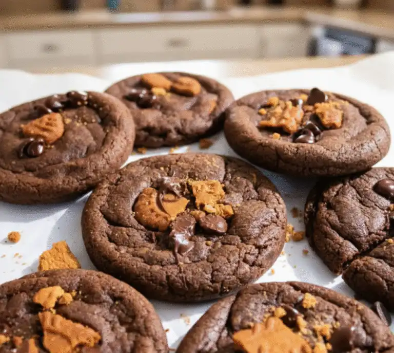 Gooey Chocolate Biscoff Cookies