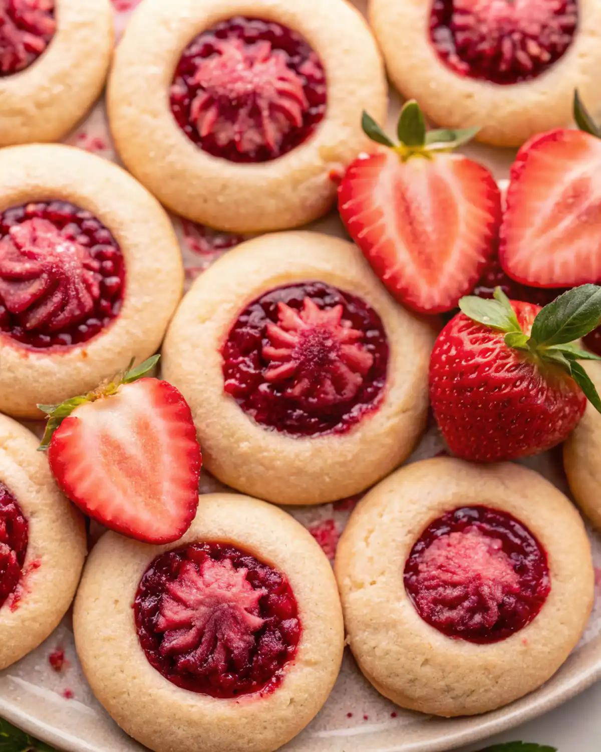 Strawberry Thumbprint Cookies with Cheesecake Filling
