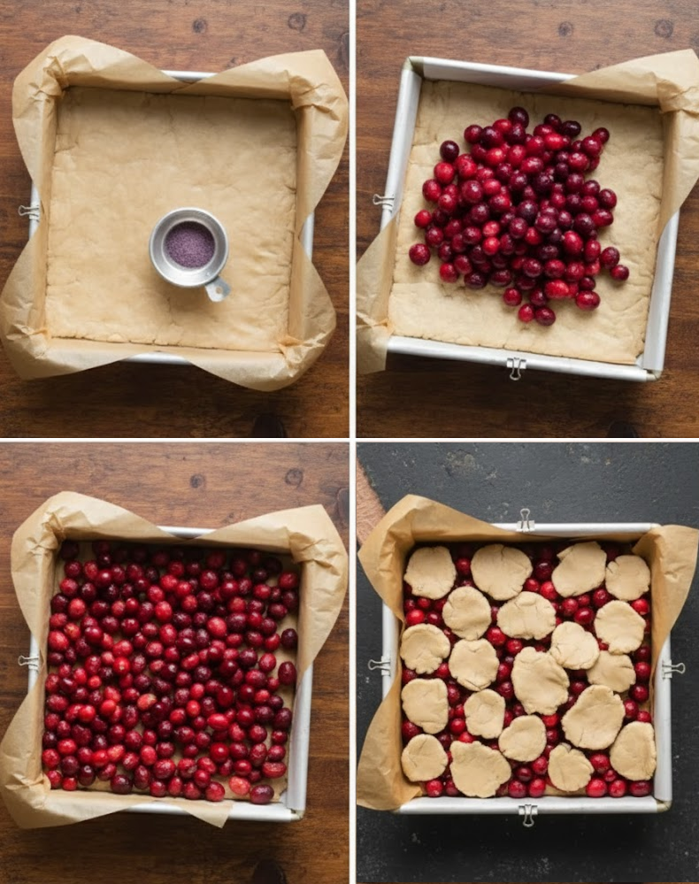 step by step Cranberry Crumble Bars