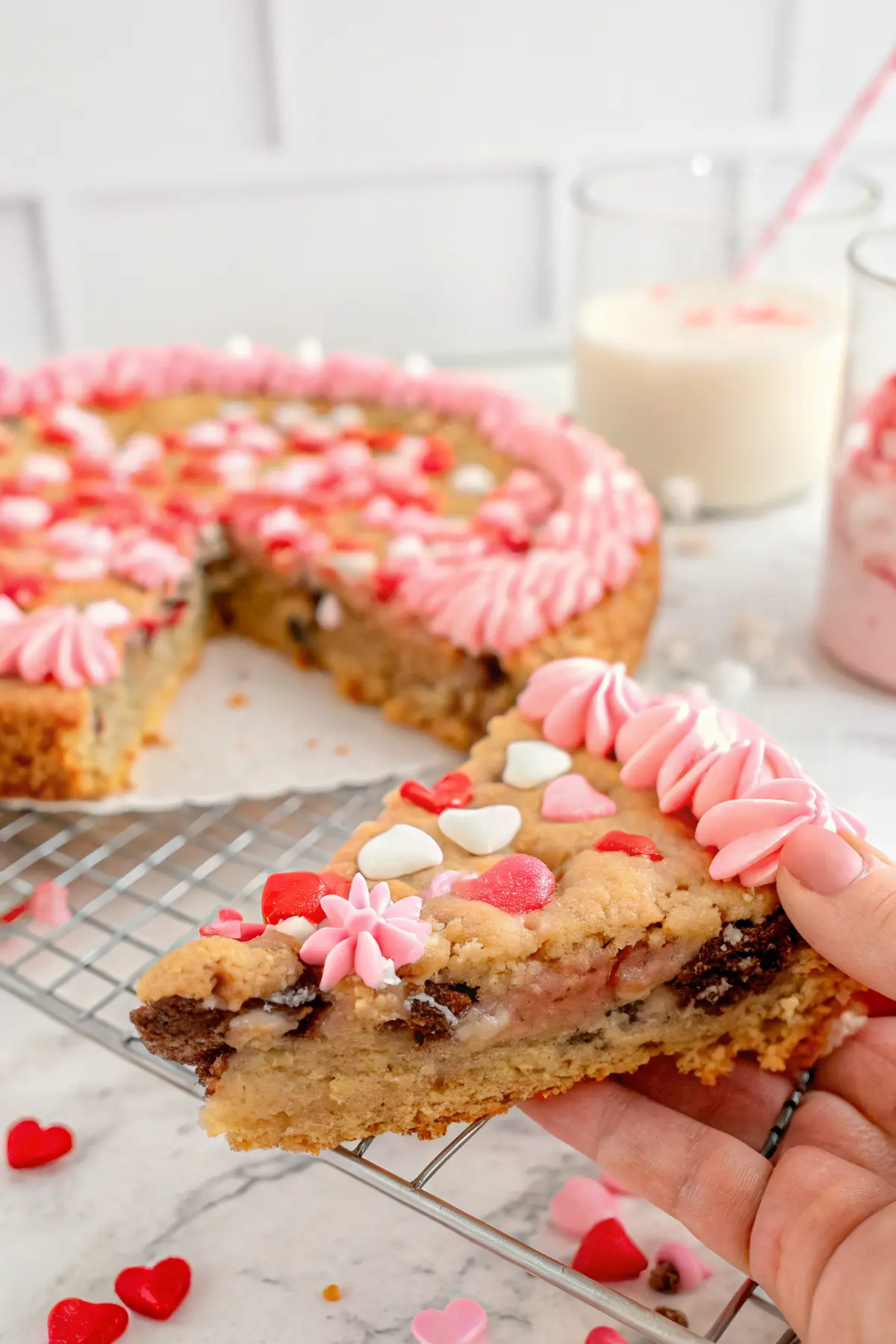 Decadent Heart Shaped Cookie Cake