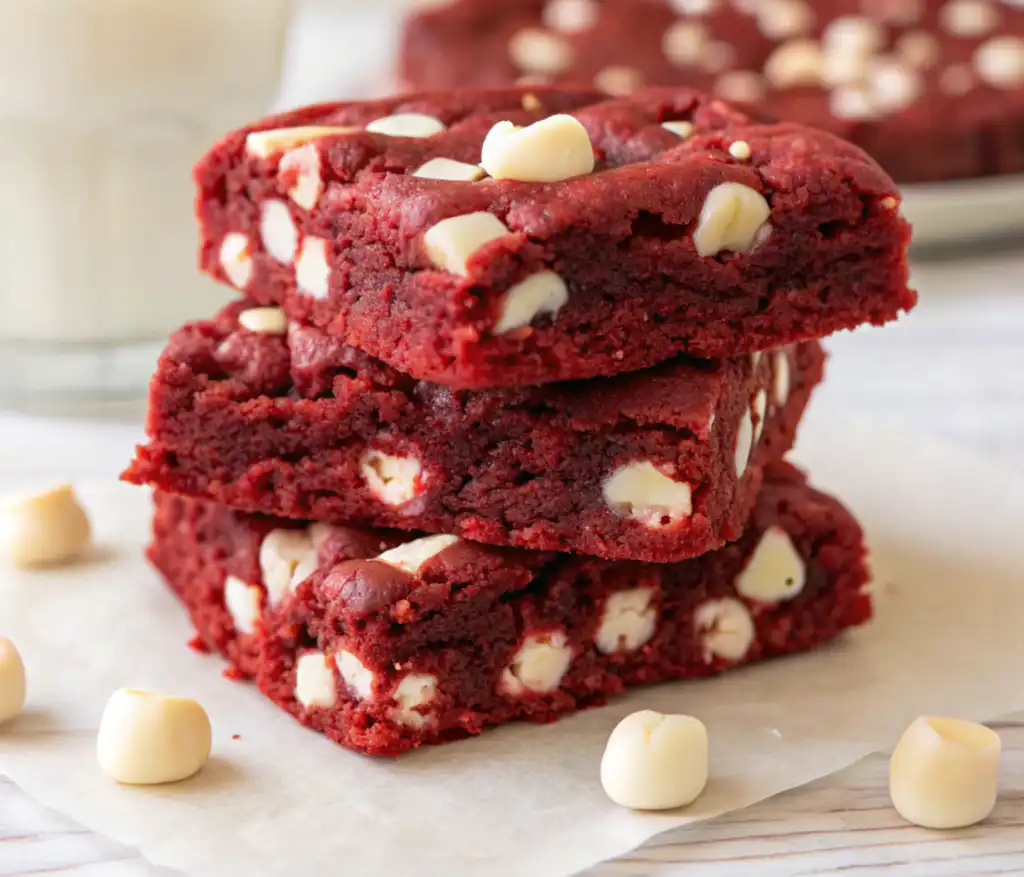 Red Velvet Cake Mix Bars with White Chocolate Chips