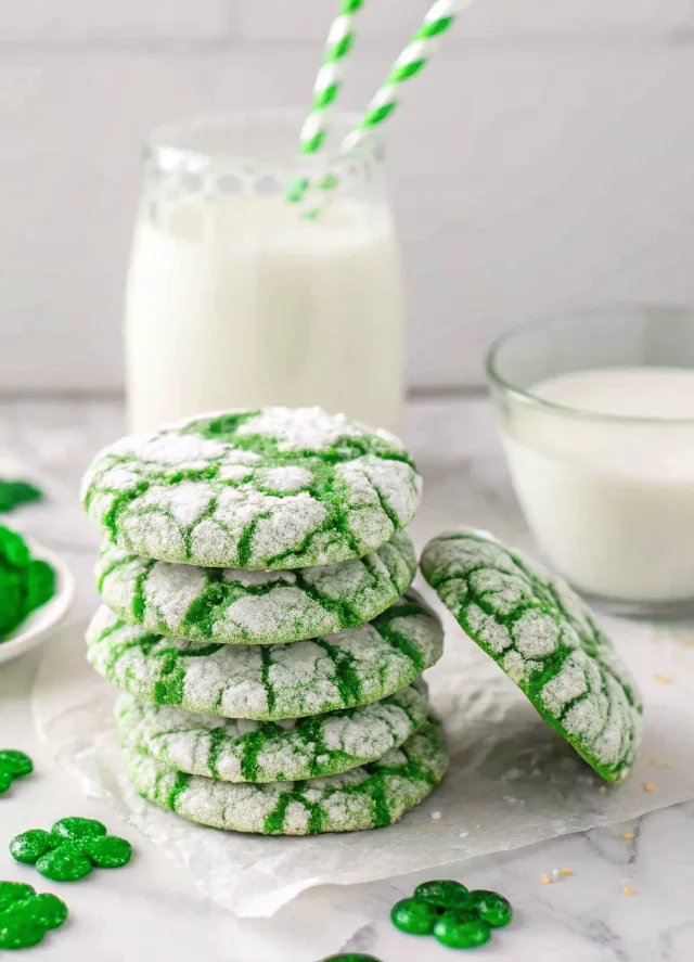 Easy Vibrant Green Crinkle Cookies