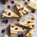 Cranberry White Chocolate Blondies with Orange Frosting