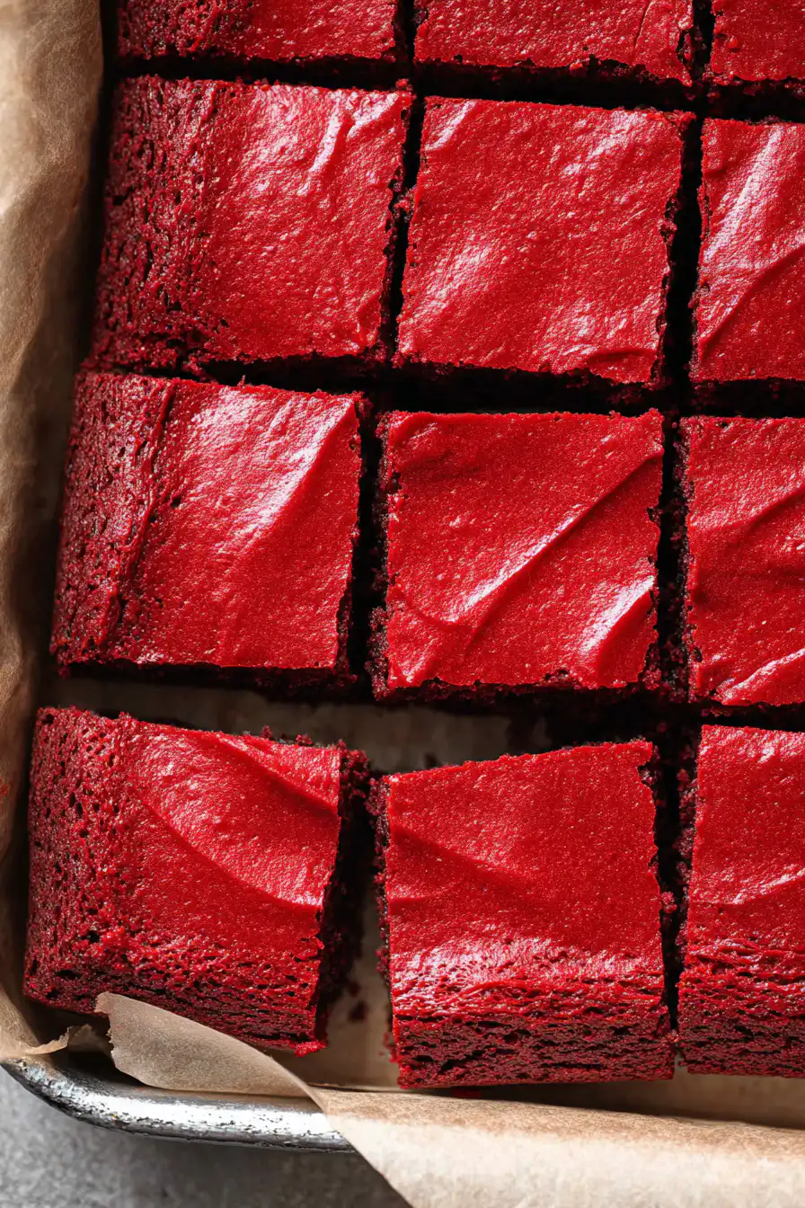 Red Velvet Brownies with Tangy Cream Cheese Frosting