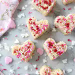 Heart-Shaped Valentine's Day Rice Krispies Treats with M&M's