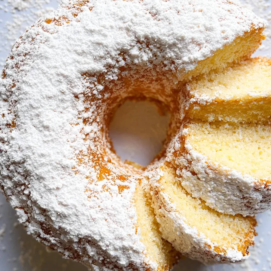 Powdered Sugar Donut Cake