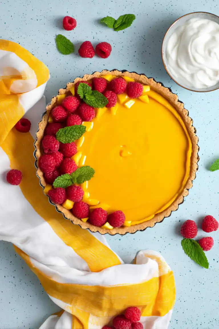 Mango Curd Tart with a Buttery Coconut Crust