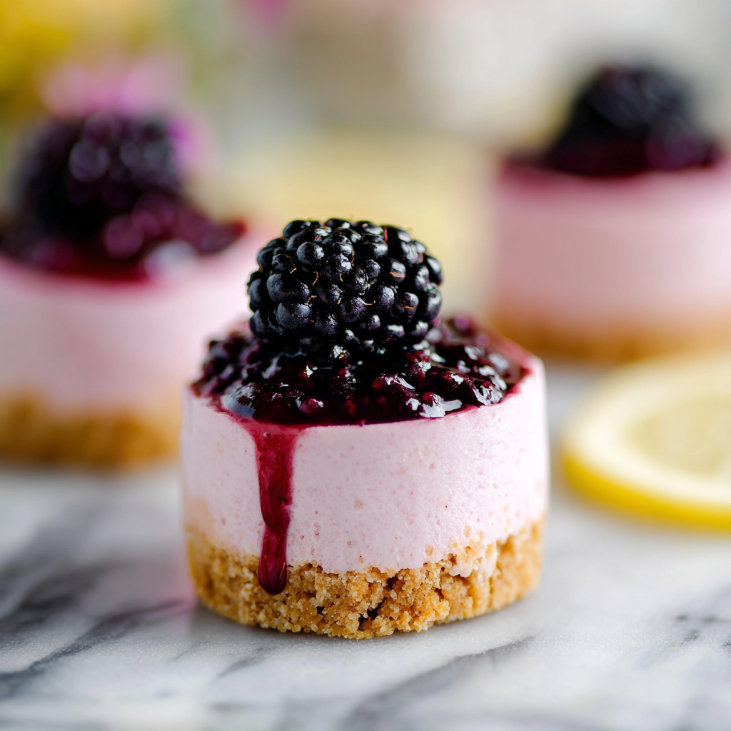 No Bake Mini Blackberry Cheesecakes