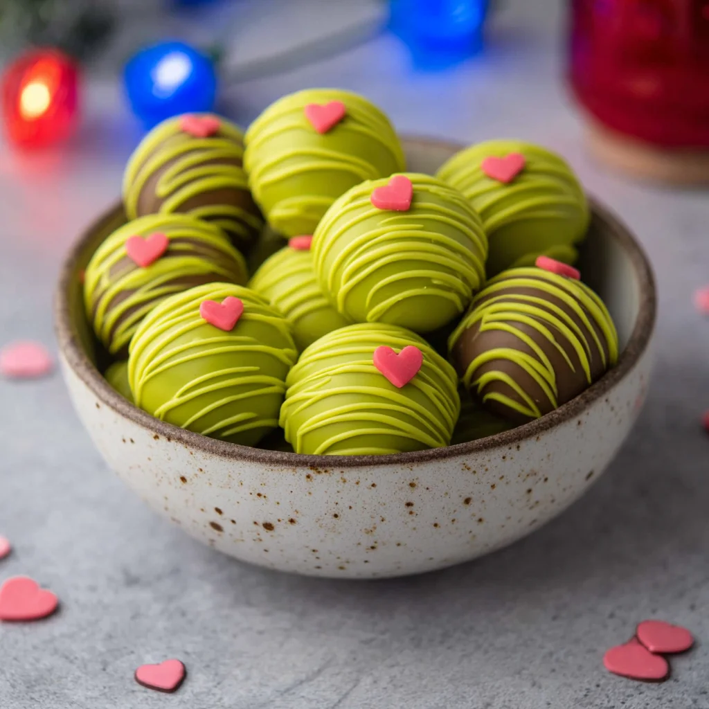 Grinch Oreo Balls with Red Velvet Oreos