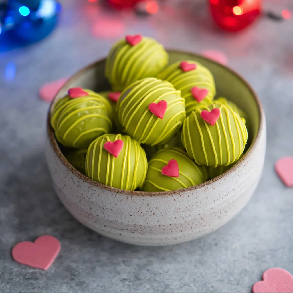 Grinch Oreo Balls with Red Velvet Oreos