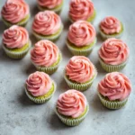 Vegan Pistachio Rose Mini Cupcakes