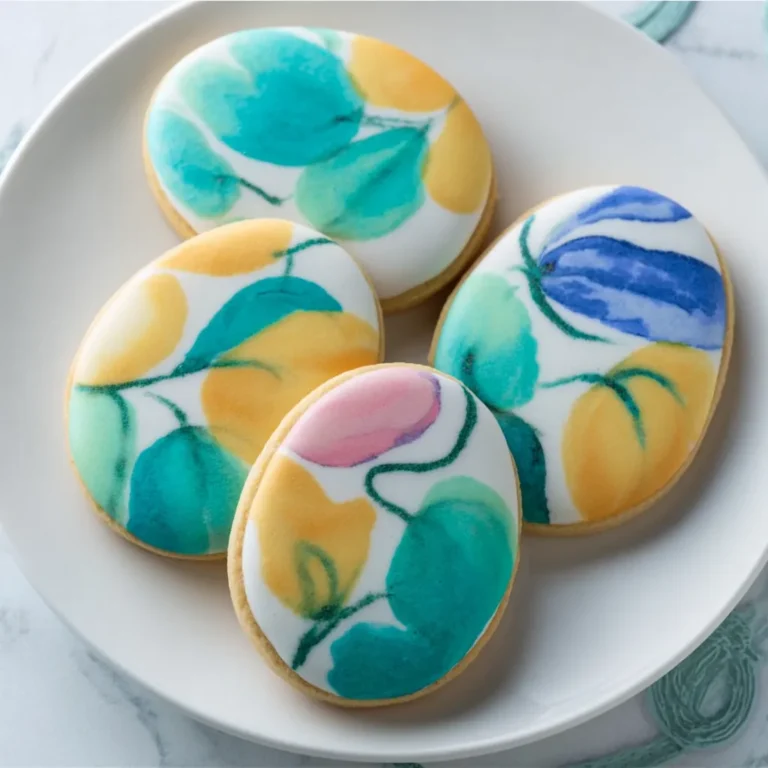 Watercolor Floral Easter Egg Cookies