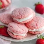 Soft Strawberry Cake Mix Sandwich Cookies