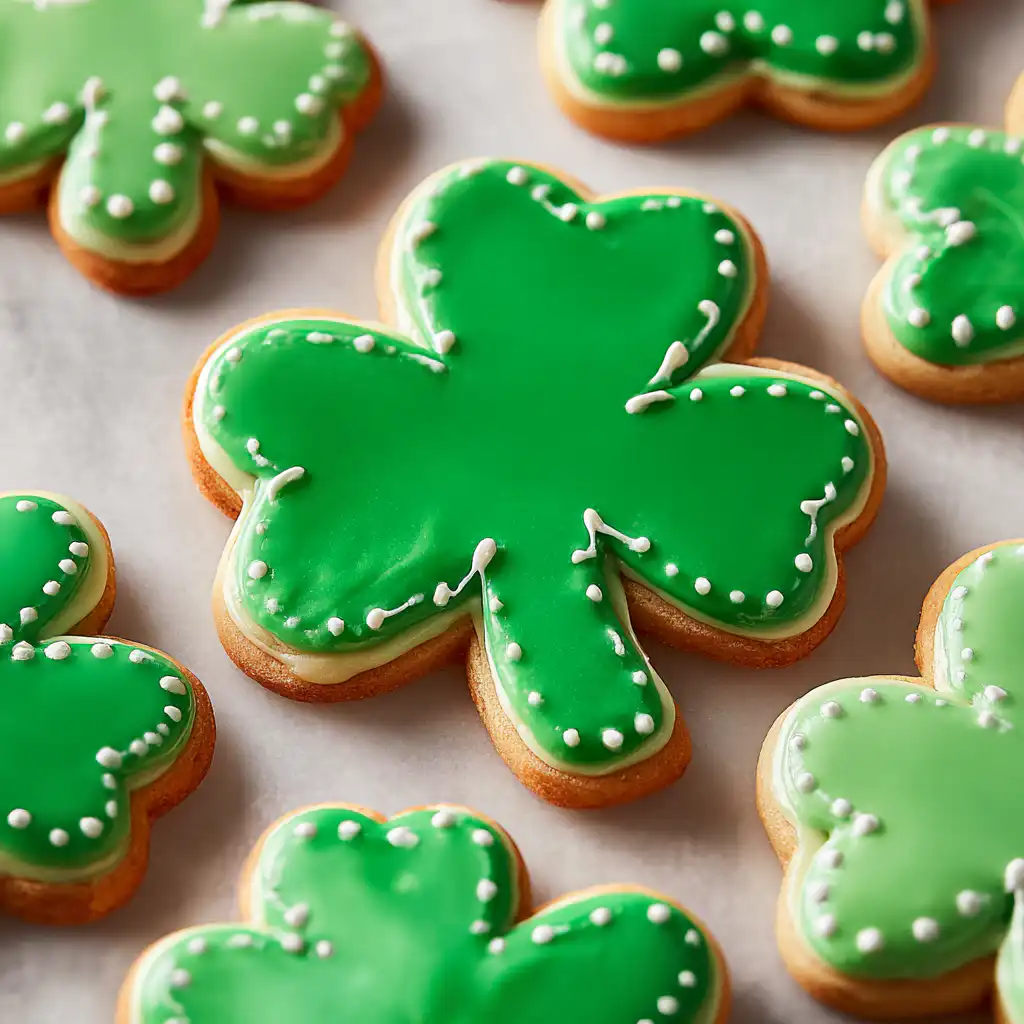 Shamrock Sugar Cookies with Shiny Royal Icing