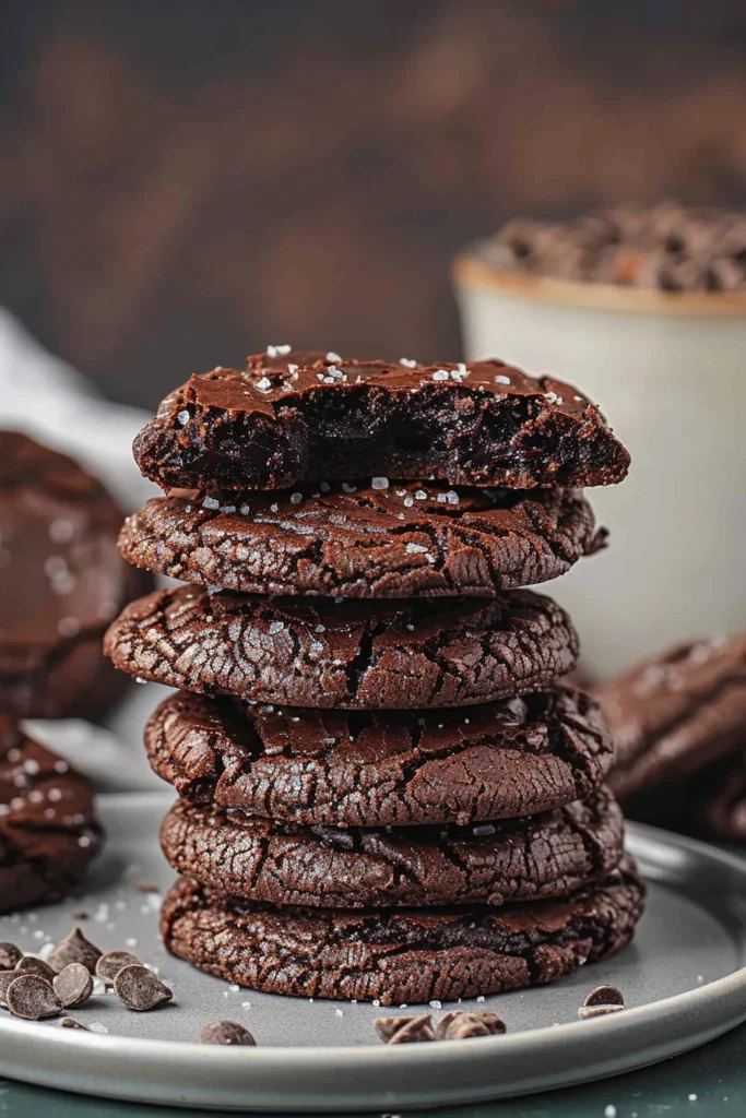 Fudgy Dark Chocolate Sea Salt Cookies