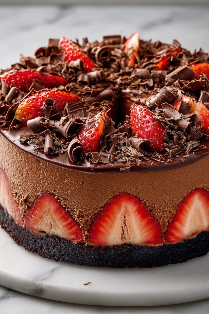 No-Bake Chocolate Strawberry Mousse Cake