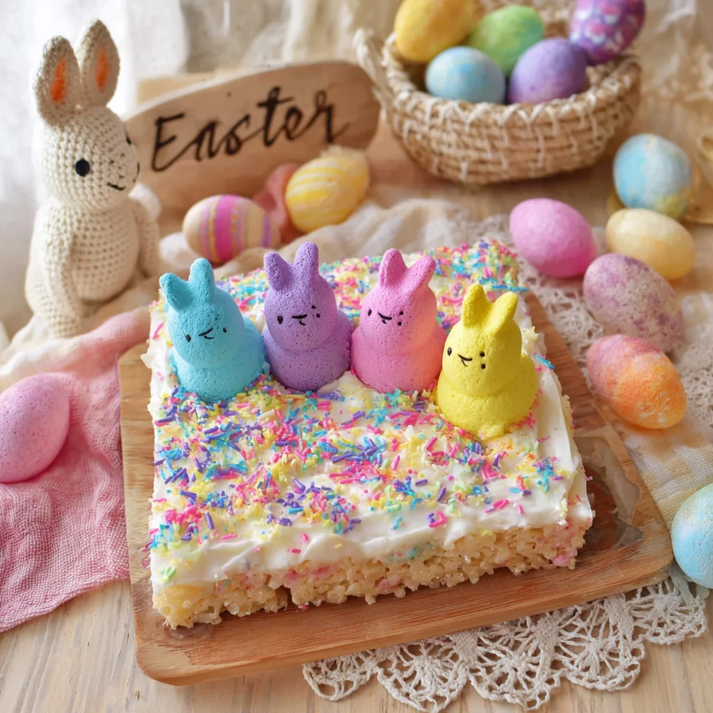 Rainbow Peeps Rice Krispie Treats