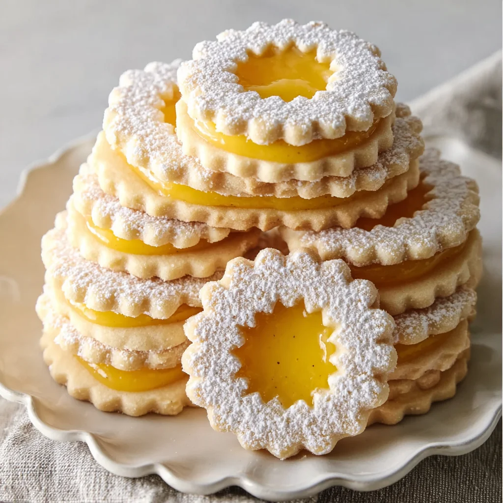 Lemon Curd Shortbread Sandwich Cookies