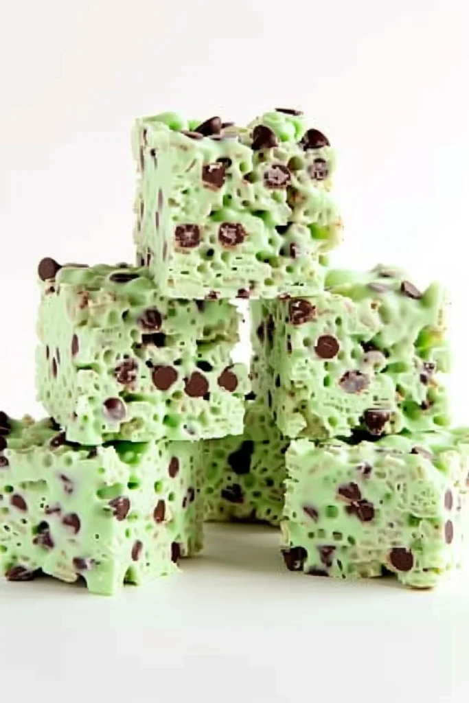 Mint Chocolate Chip Rice Krispie Treats