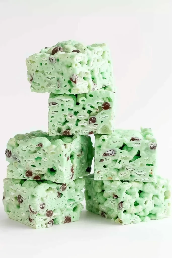 Mint Chocolate Chip Rice Krispie Treats