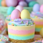 Vibrant No-Bake Rainbow Mini Cheesecakes