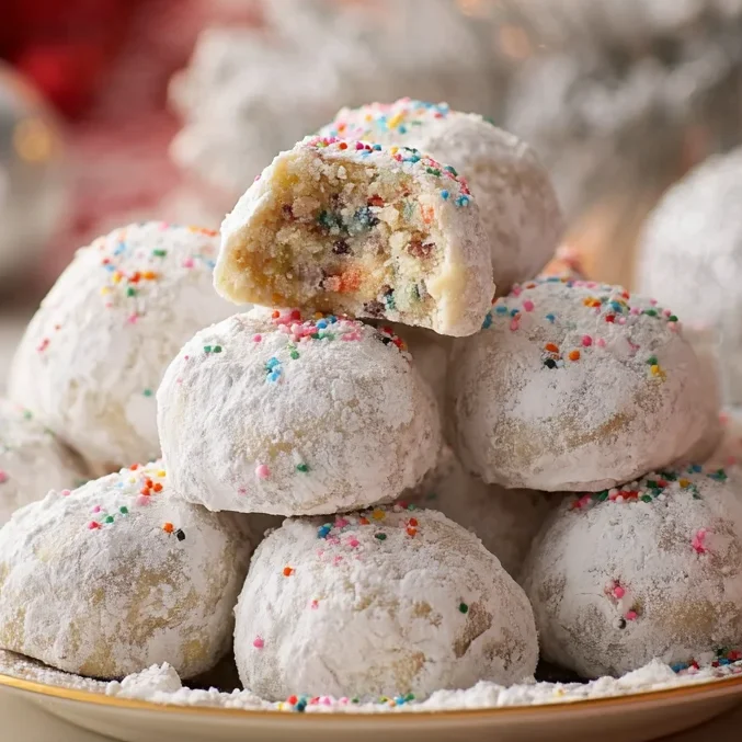 Melt-in-Your-Mouth Confetti Snowball Cookies