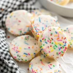 Soft Cake Batter Sprinkle Cookies with Vanilla Glaze