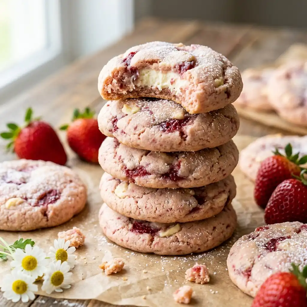 Strawberry Cheesecake Stuffed Cookies