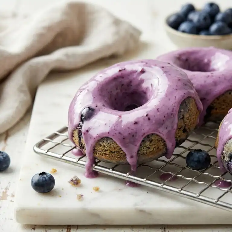 Soft & Fluffy Baked Blueberry Donuts