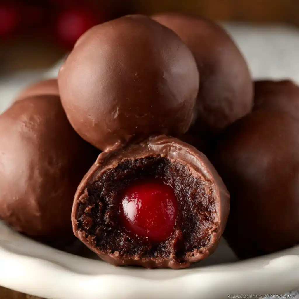 Chocolate Cherry Rum Cake Bites - step by step