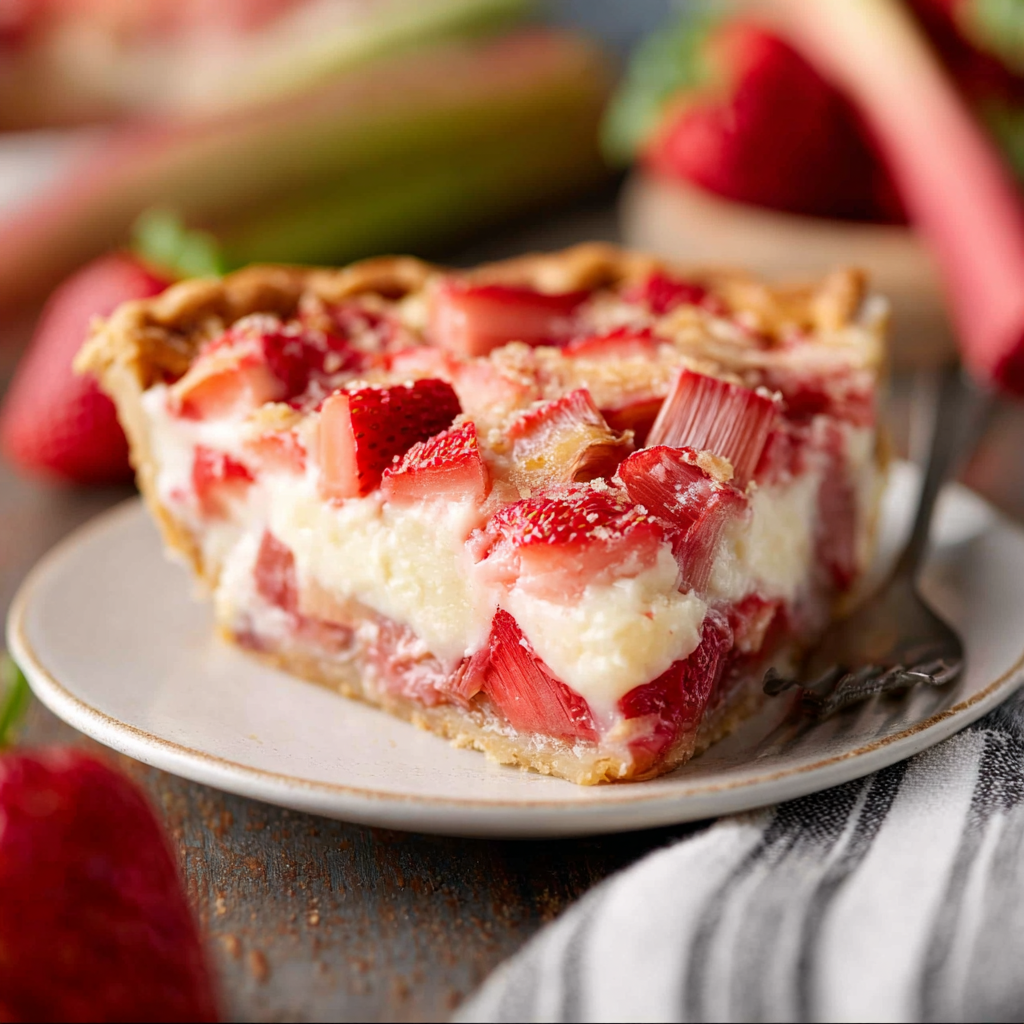 Strawberry Rhubarb Custard Pie - step by step
