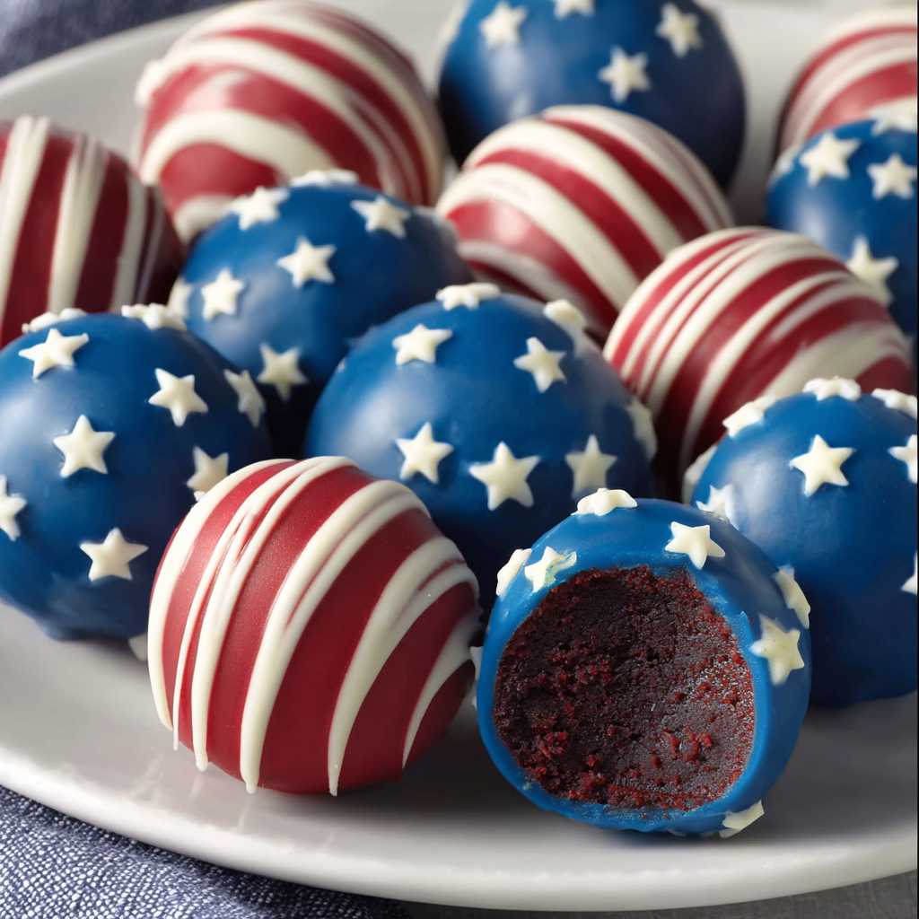 4th of July Oreo Balls - step by step