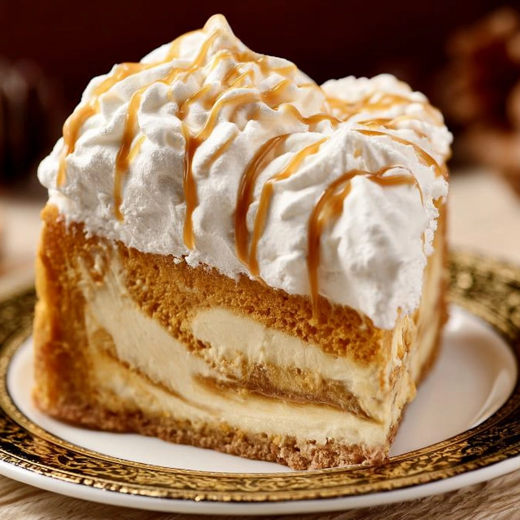 Caramel Pumpkin Cake Cheesecake - step by step