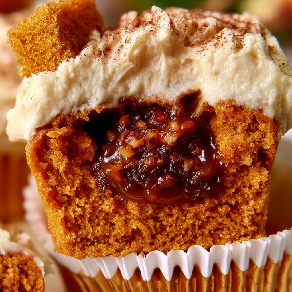 Pecan Pie Pumpkin Cupcakes - step by step