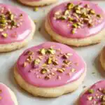 Pistachio Shortbread Cookies (with Raspberry Glaze) - featured image