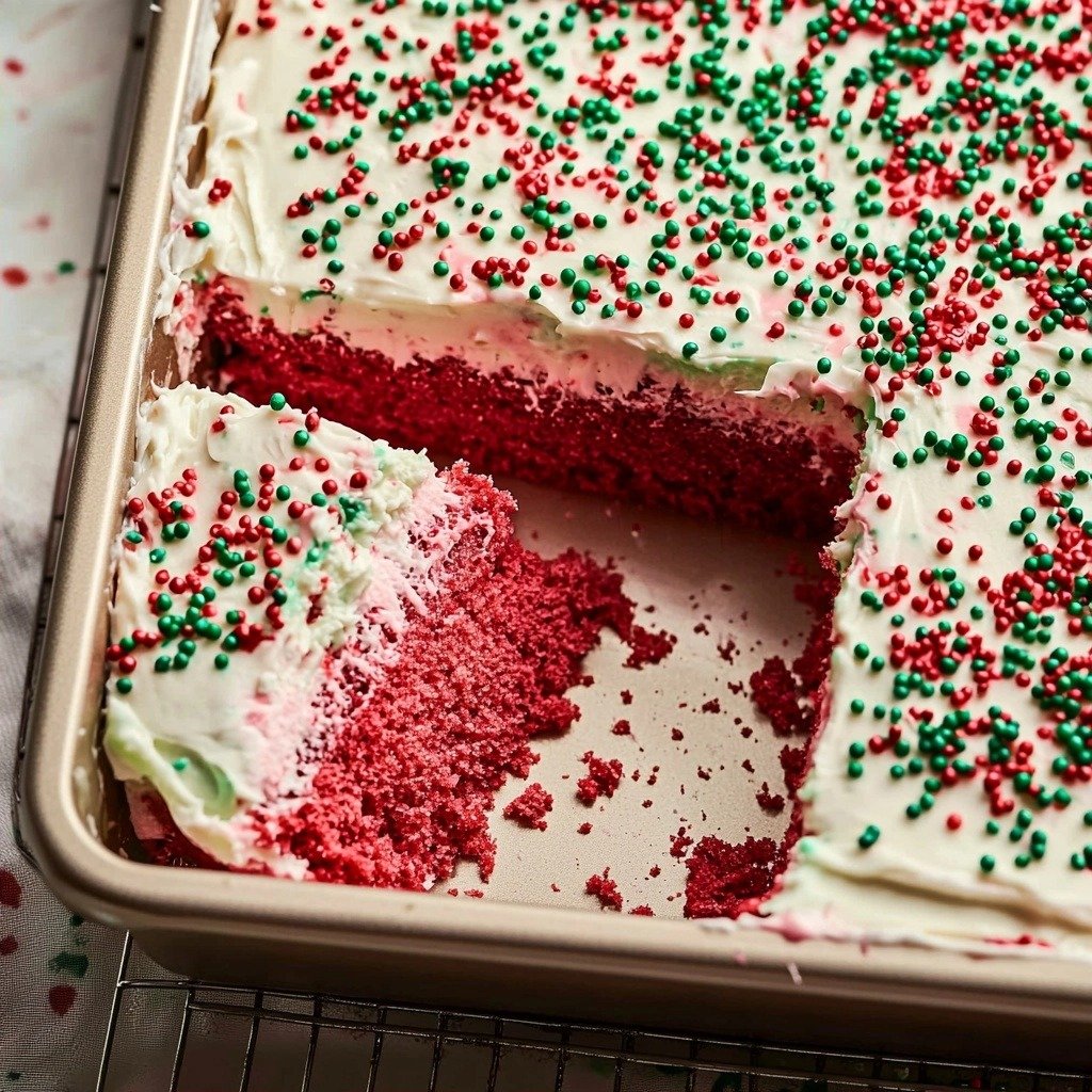 Christmas Jello Poke Cake - finished dish