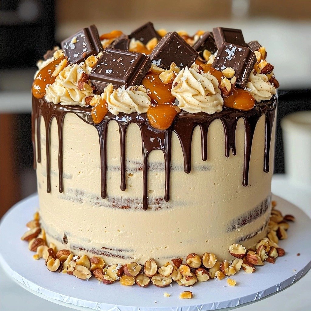 Chocolate Snickers Cake - finished dish