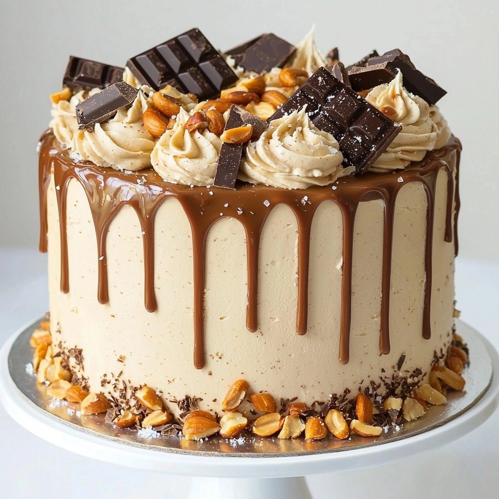 Chocolate Snickers Cake - step by step