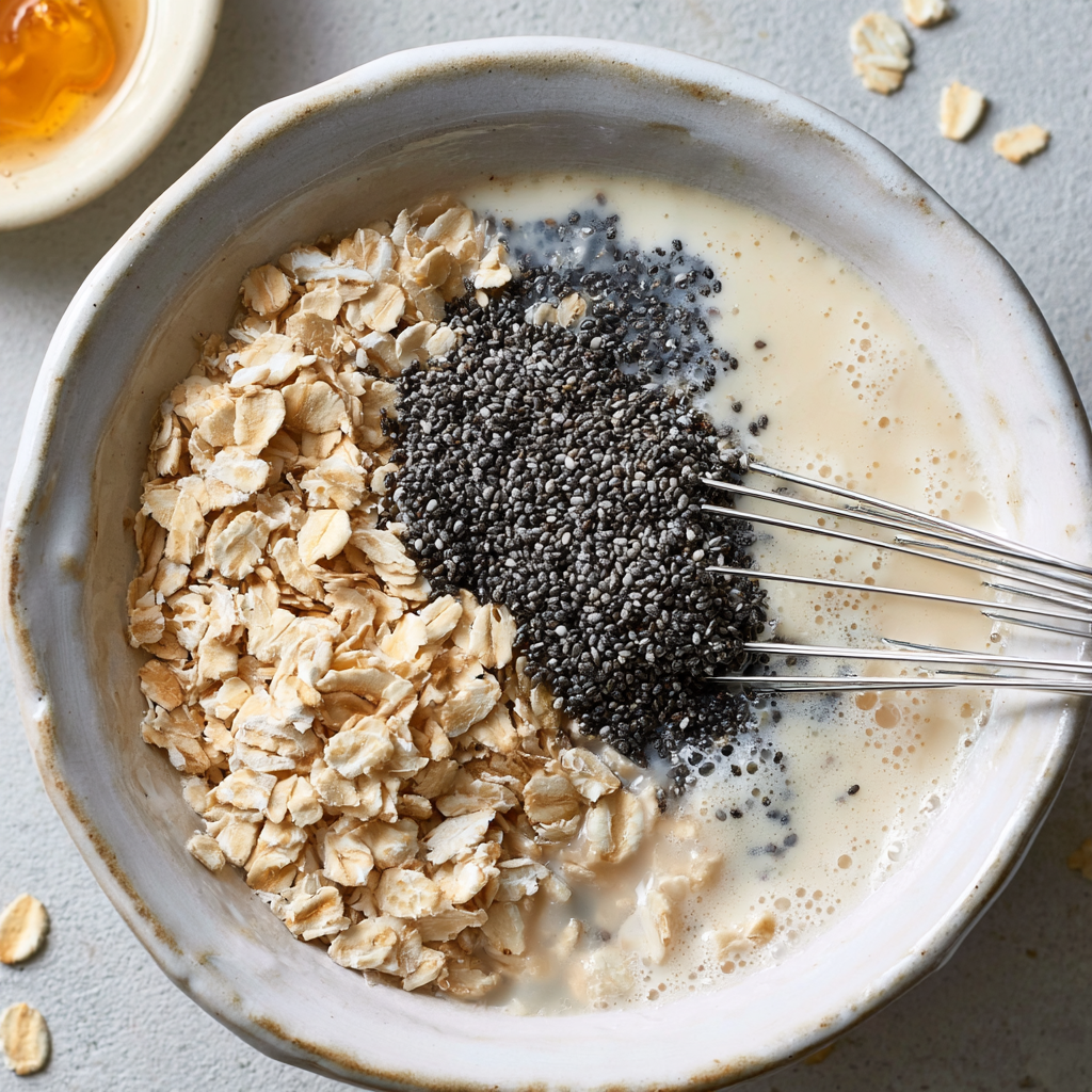 Peanut Butter Cup Overnight Oats - step by step