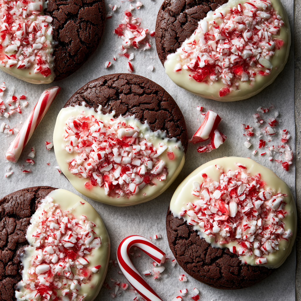 White Chocolate Dipped Peppermint Chocolate Cookies - step by step