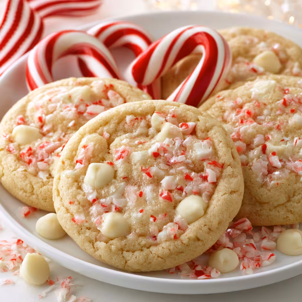 White Chocolate Peppermint Cookies - finished dish